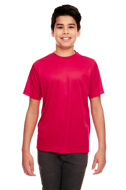 tight contour t-shirts -UltraClub Youth Cool & Dry Performance Moisture Wicking Short Sleeve Crewneck T-Shirt - Red