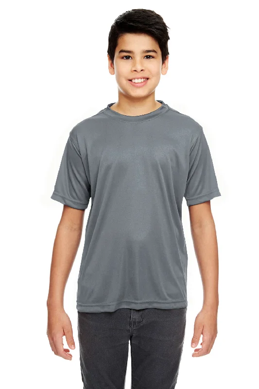 fluid fit t-shirts -UltraClub Youth Cool & Dry Performance Moisture Wicking Short Sleeve Crewneck T-Shirt - Charcoal Grey