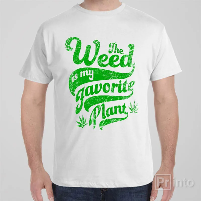 gym stripe t-shirts -Weed my favorite plan - T-shirt