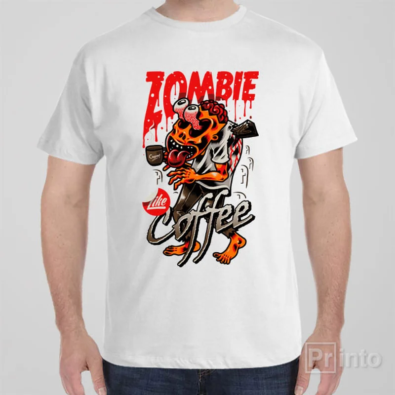 royal blue t-shirts -Zombies like coffee - T-shirt