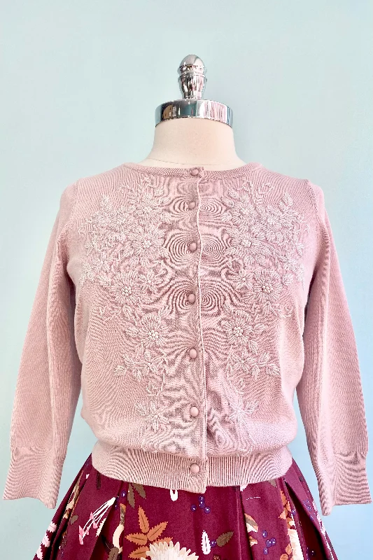 cardigan with ruched cuffs -Blush Beaded Angelina Cardigan by Kissing Charlie