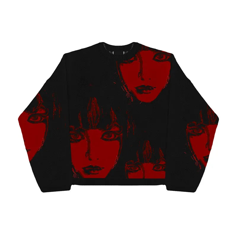 pullover sweater with ribs -Gothic Girl Sweater