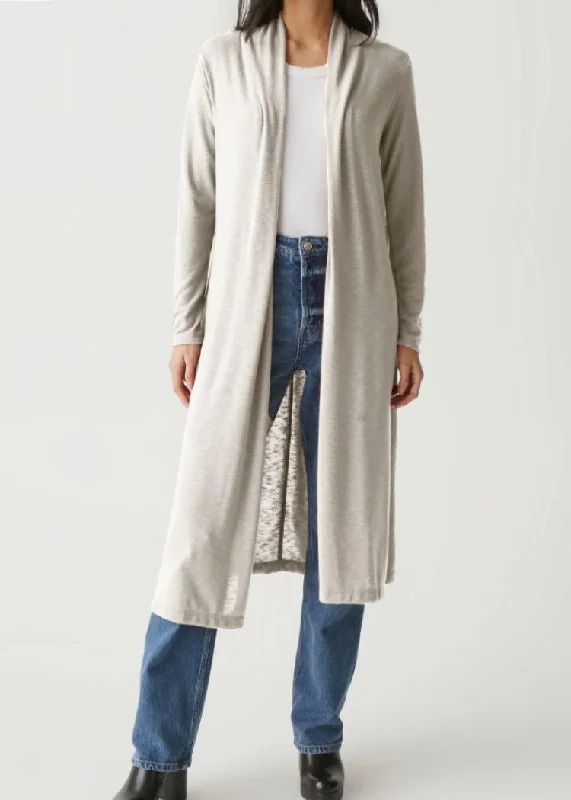 brushed linen cardigan soft -Michael Stars Izzy Open Cardigan- Oatmeal