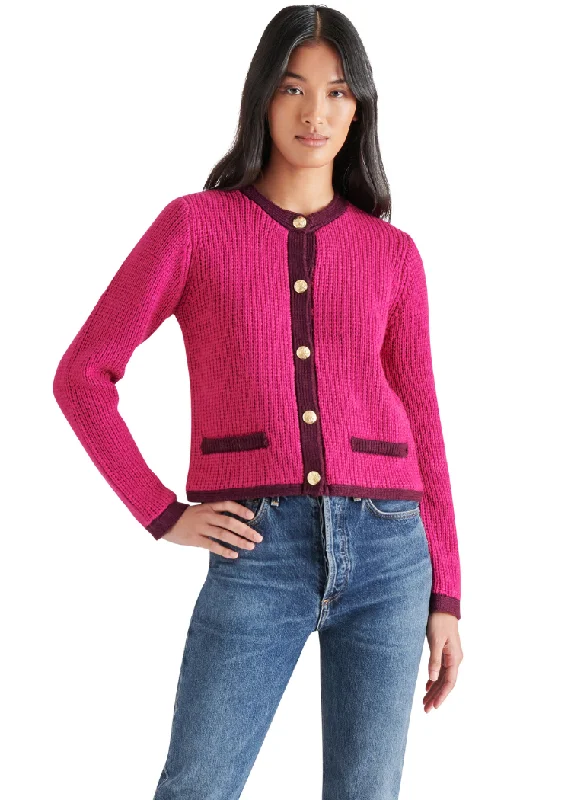 cardigan for women rich coral -Steve Madden Fantino Sweater Jacket- Fuschia