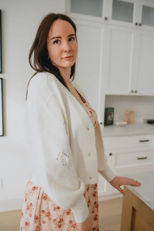 cardigan with satin cuffs -The Tulip Rib Knit Cardigan