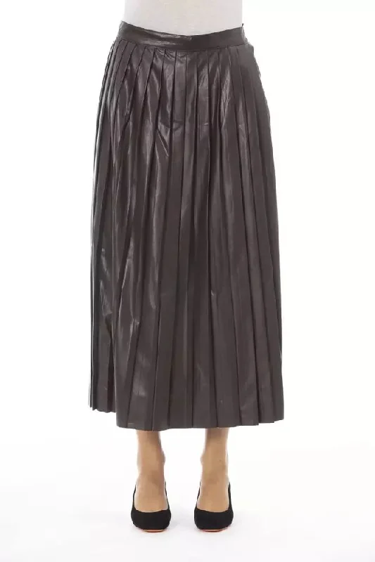 petite weave skirts -Alpha Studio Pleated Finesse Faux Leather Women's Skirt