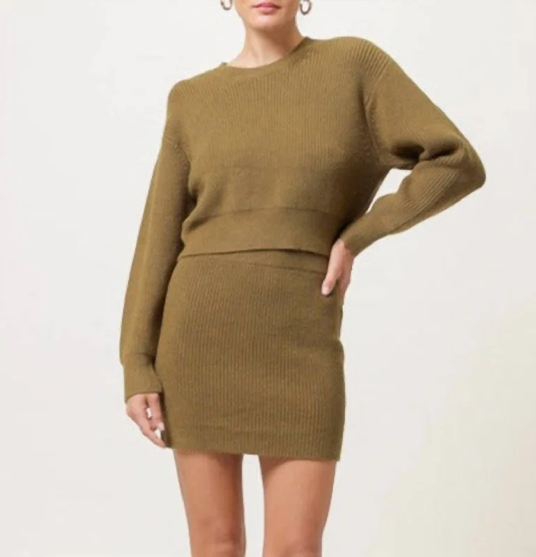 breezy grid skirts -Ami Sweater Skirt In Olive