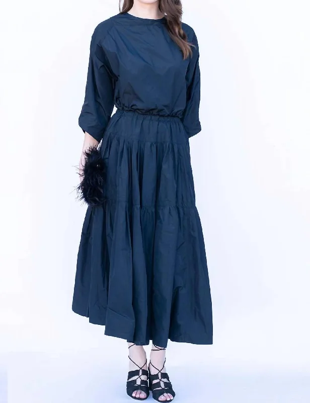 gathered edge skirts -Blouson Skirt In Navy