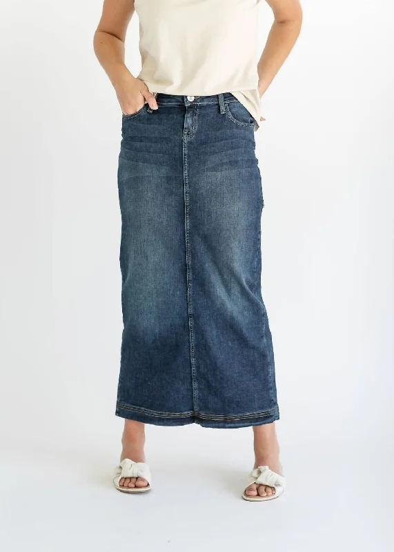 iron grid skirts -Bria Maxi Skirt In Denim