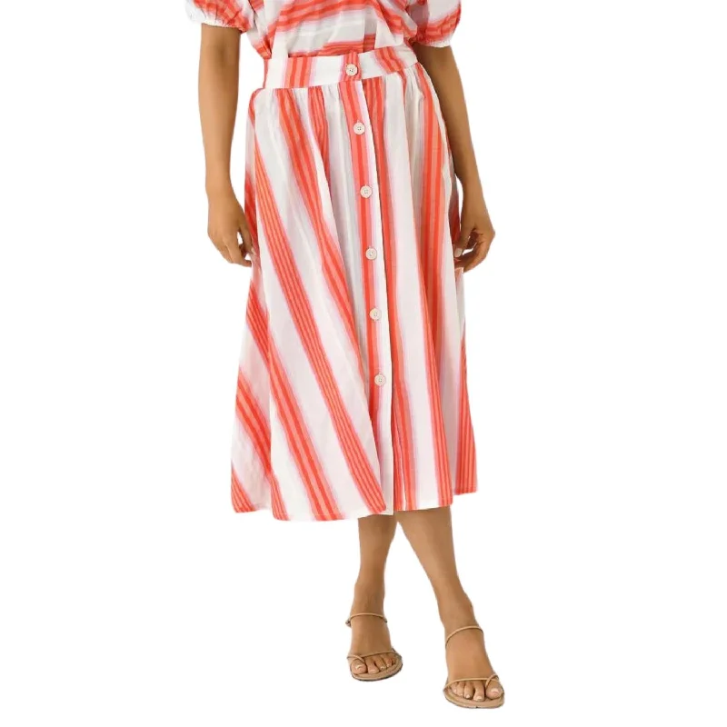 breath grid skirts -Button Down Skirt In Pink And Orange Stripe