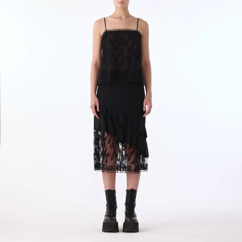 umber pattern skirts -Cdc Ruffle Skirt W/ Embroidered Lace Tulle Combo