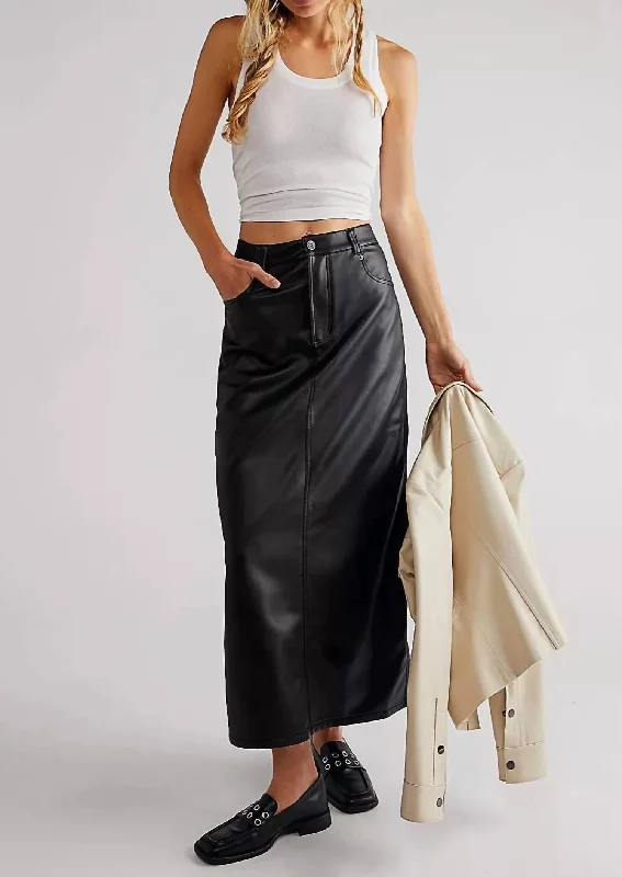 violet utility skirts -City Slicker Vegan Maxi Skirt In Black