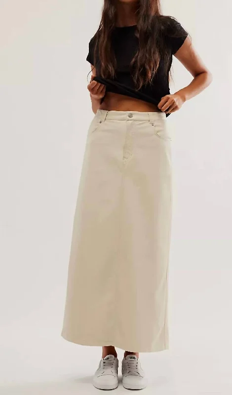 steel grey skirts -City Slicker Vegan Maxi Skirt In Cream