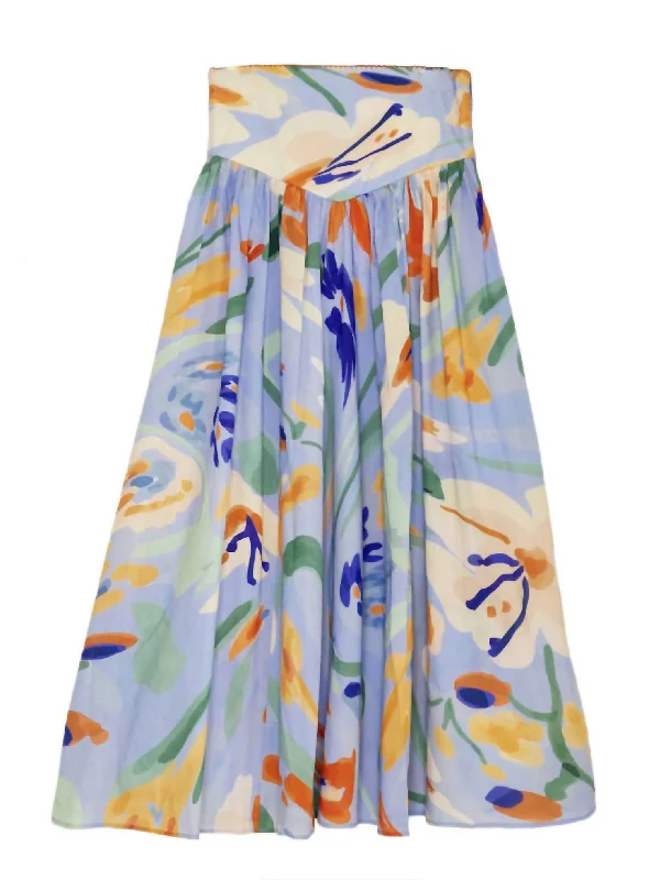 curvy trim skirts -Clavel Skirt Jaleo Celeste In Light Blue Multi