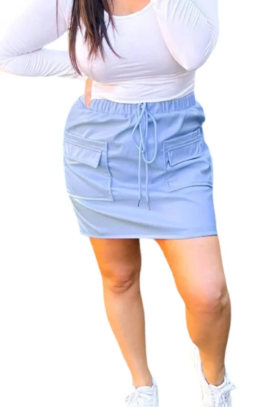 clean trim skirts -Coraline Cargo Leather Skirt In Powder Blue