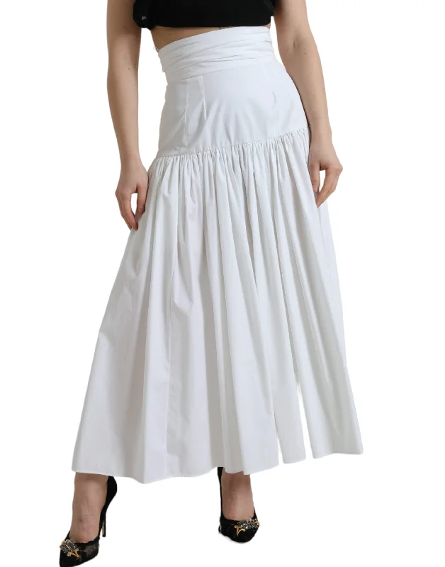 crew uniform skirts -Dolce & Gabbana Elegant High Waist Cotton Maxi Women's Skirt