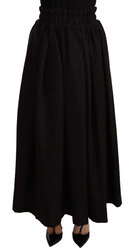 saffron stretch skirts -Dolce & Gabbana Elegant High Waist Maxi A-line Wool Women's Skirt