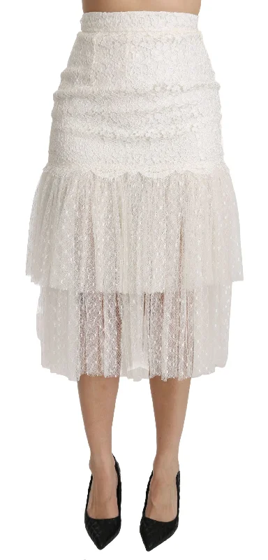 maternity weave skirts -Dolce & Gabbana Elegant  Lace High-Waist Women's Skirt