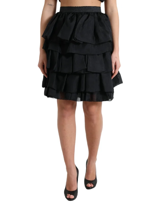 cable satin skirts -Dolce & Gabbana Elegant Tie A-Line Mini Women's Skirt