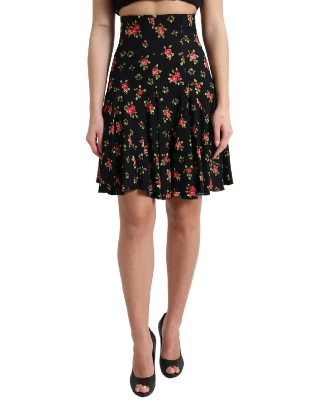 ombre utility skirts -Dolce & Gabbana Floral A-Line Mini Skirt with High Women's Waist