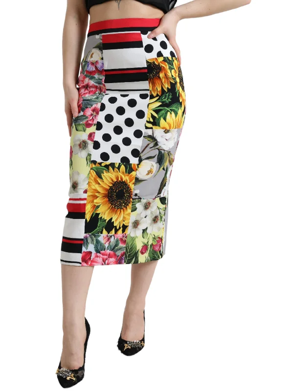 plus pattern skirts -Dolce & Gabbana Glamorous High Waist Patchwork Midi Women's Skirt