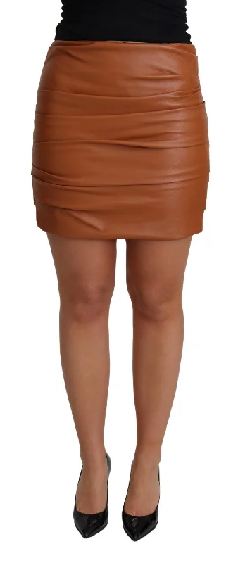 tight grid skirts -Dolce & Gabbana High Waist Chic Leather Women's Skirt