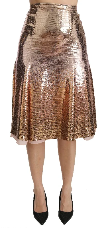 gym stripe skirts -Dolce & Gabbana  Sequined High Waist Women's Skirt