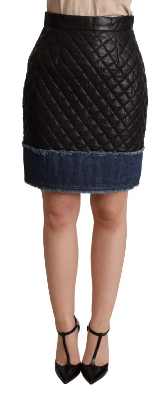 run stripe skirts -Dolce & Gabbana Sleek High-Waist Leather Mini Women's Skirt