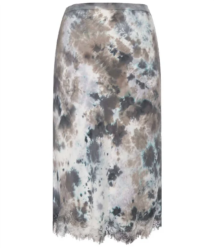 squad uniform skirts -Ella Tie Die Bias Skirt In Grey Multi