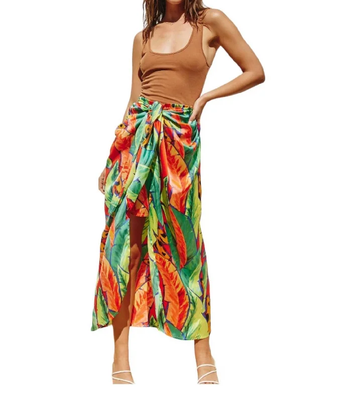 melon casual skirts -Exotic Escape Vacay Skirt In Green Multi