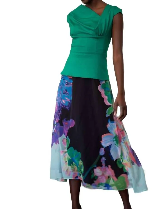 olive tactical skirts -Floral Midi Skirt In Orchid Bloom