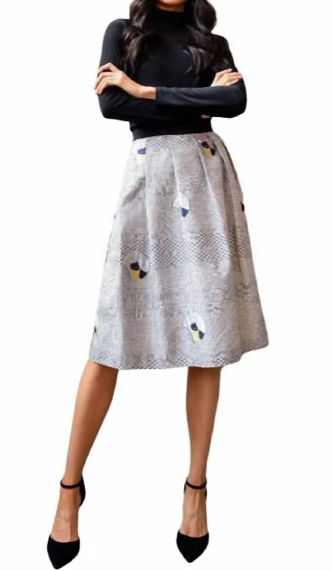 team chic skirts -Foxy Midi Skirt In Houndstooth