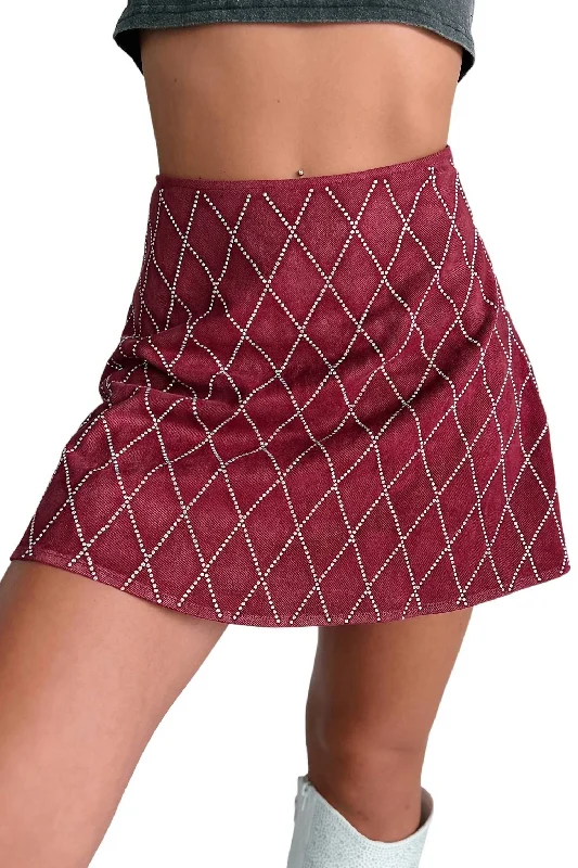 racer weave skirts -Gabrielle Glam Rhinestone Skirt In Berry