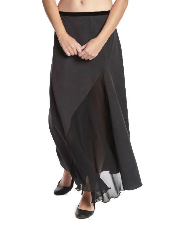 slim chic skirts -Go Fy Away Silk Skirt In Washed Black