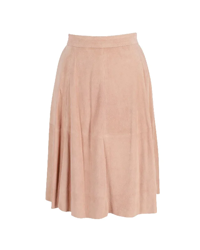 pistachio weave skirts -Iris & Ink Circle Skirt in Pink Suede