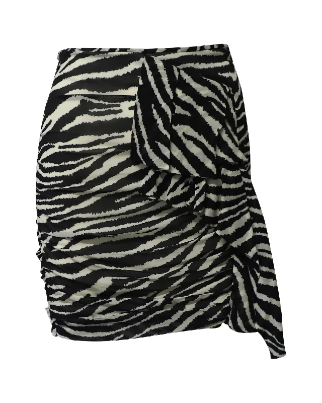 sleek grid skirts -Isabel Marant Etoile Jerine Ruffled Zebra Print Skirt in Black Viscose