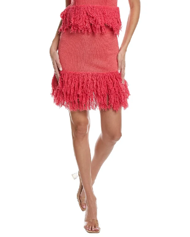 airy utility skirts -JoosTricot Fringe Linen-Blend Mini Skirt