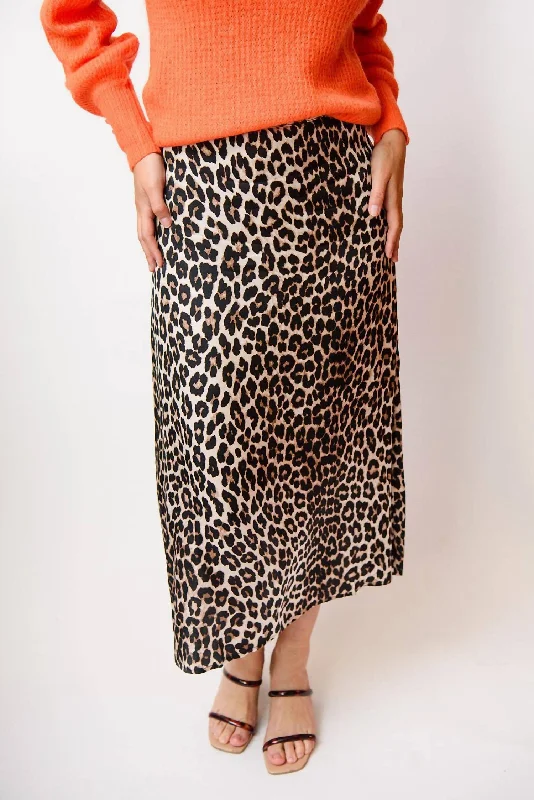 vivid chic skirts -Leopard Midi Skirt In Brown