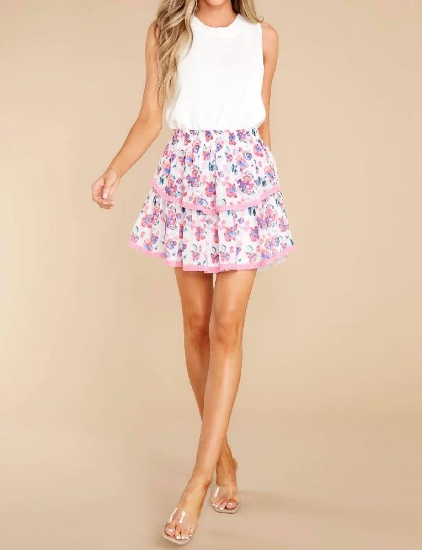 slim stretch skirts -Lexi Mini Skirt In Pink Floral