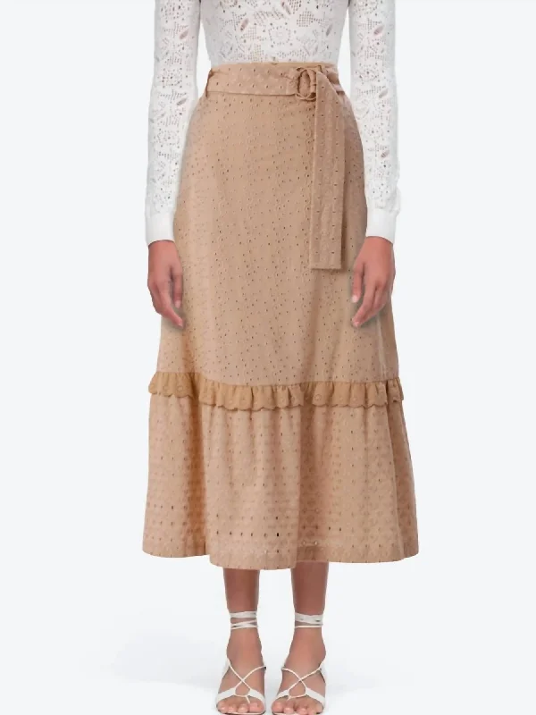 ruby relaxed skirts -Margaret Eyelet Midi Skirt In Beige