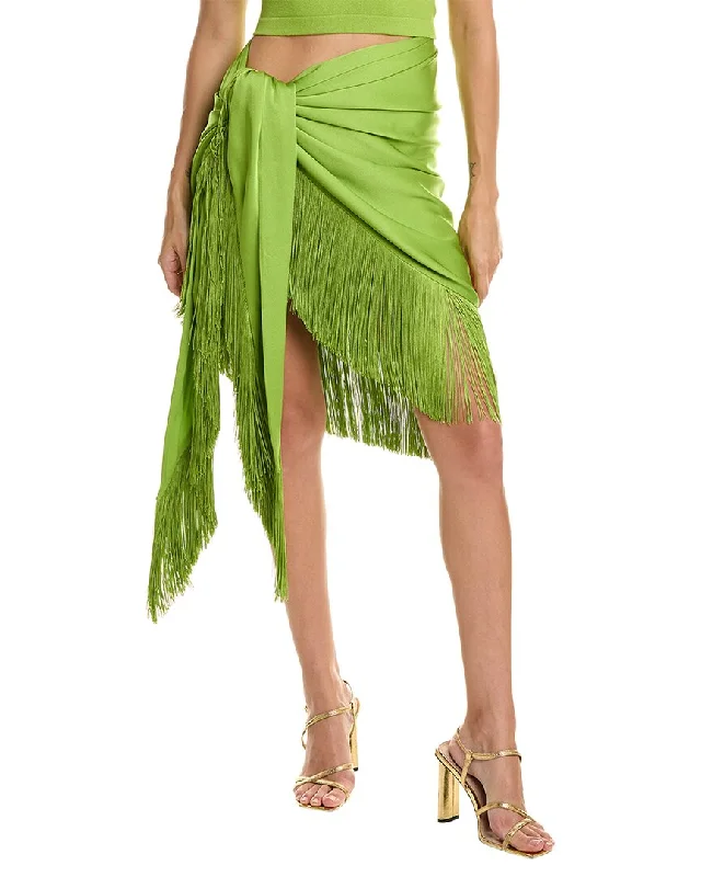 gym stripe skirts -Michael Kors Collection Charmeuse Fringe Sarong