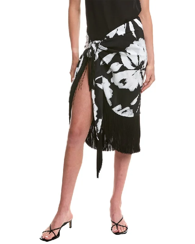 long flow skirts -Michael Kors Collection Floral Fringe Silk Sarong