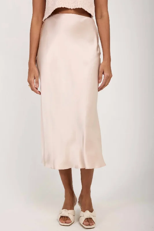 long grid skirts -Miranda Midi Silk Skirt In Lunar