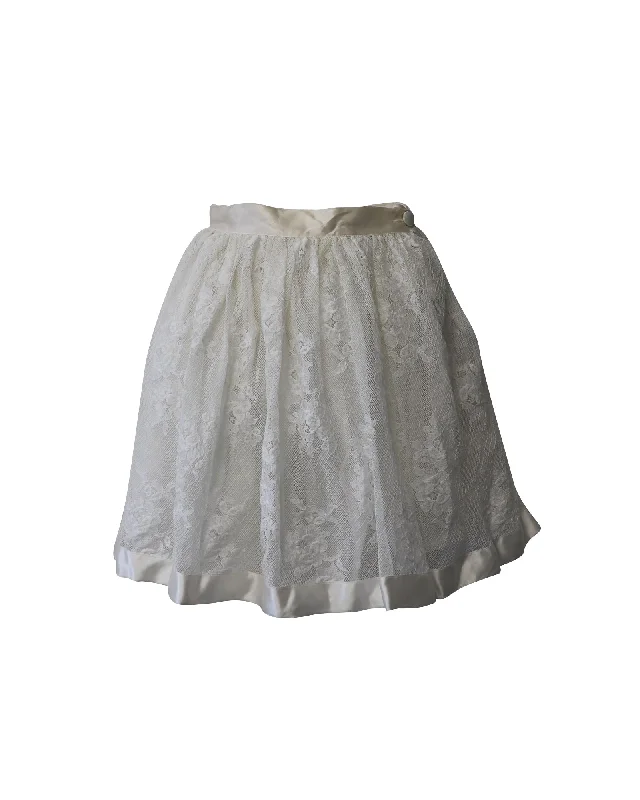 cantaloupe skirts -Miu Miu Flared Mini Skirt in White Lace Cotton