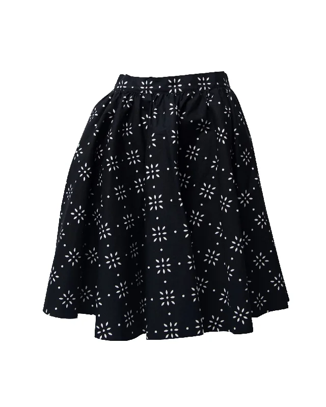 short flow skirts -MSGM Skater A-line Skirt in Black Cotton