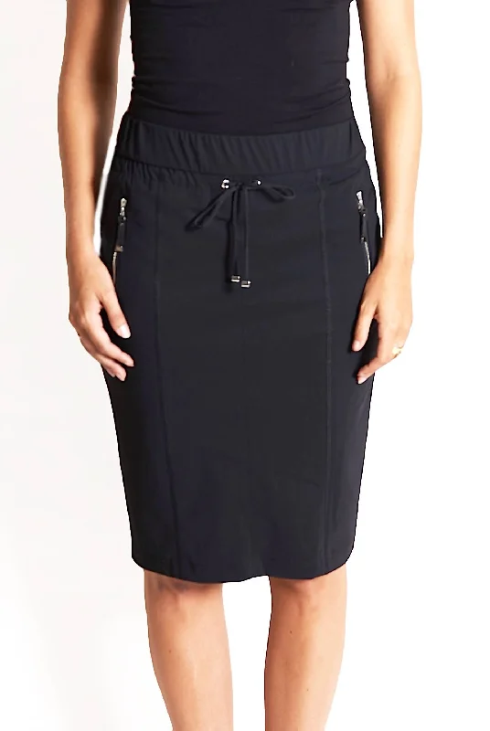 mid length skirts -Nele Knee Length Skirt In Black