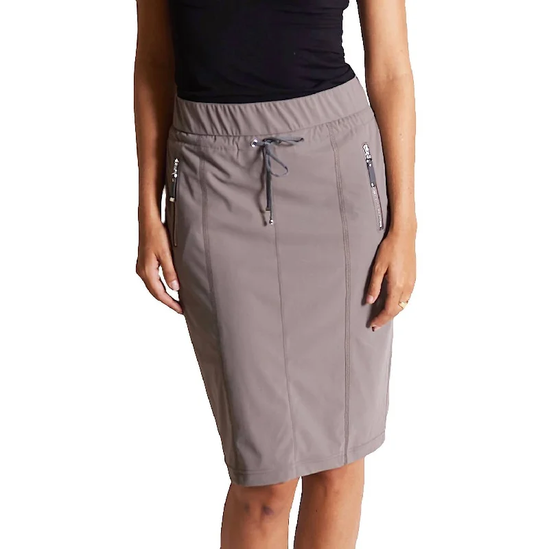 double detail skirts -Nele Knee Length Skirt In Warm Grey