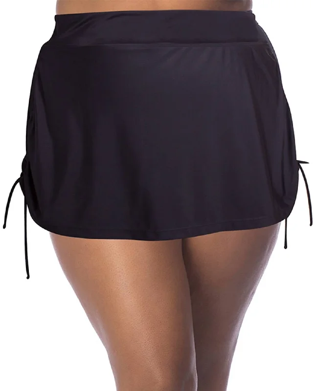 indigo lounge skirts -Plus Size Adjustable Sides Swim Skirt In Black