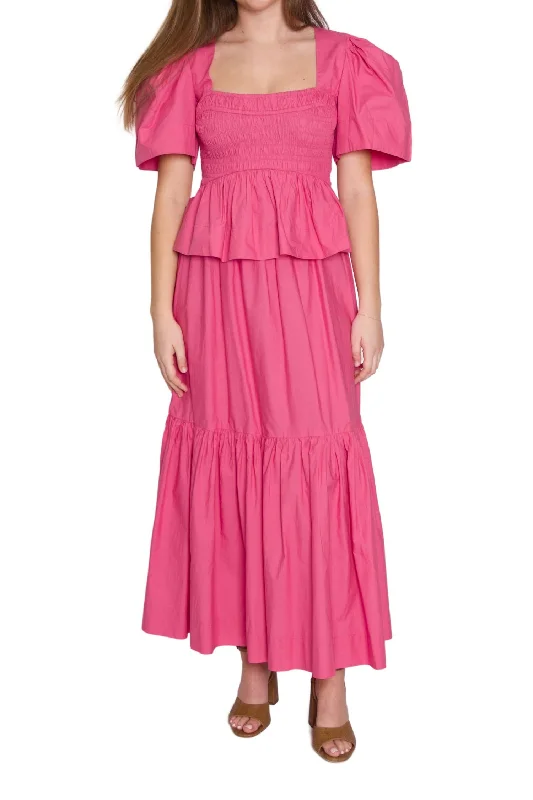 wave weave skirts -Poplin Flounce Skirt In Pink