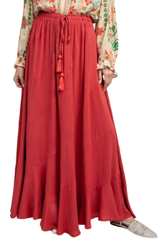 sharp utility skirts -Poppy Linen Maxi Skirt In Crimson